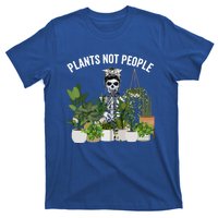 Plants Not People Messy Bun Skull Gardening Plant Skeleton Gift T-Shirt