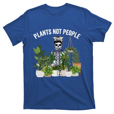 Plants Not People Messy Bun Skull Gardening Plant Skeleton Gift T-Shirt