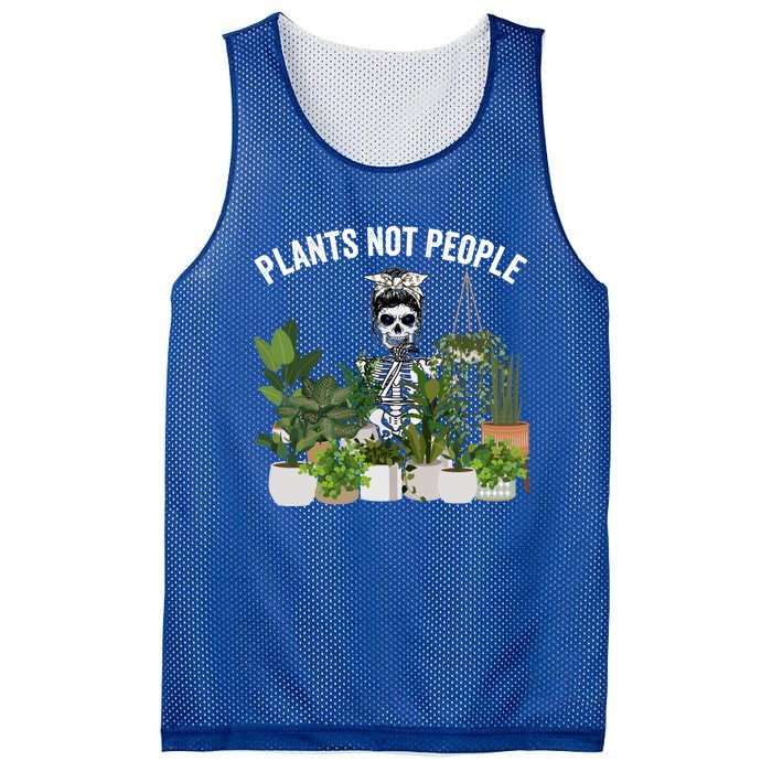 Plants Not People Messy Bun Skull Gardening Plant Skeleton Gift Mesh Reversible Basketball Jersey Tank