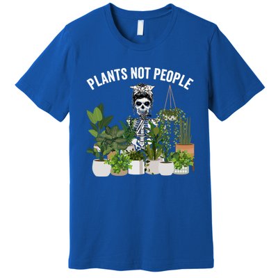 Plants Not People Messy Bun Skull Gardening Plant Skeleton Gift Premium T-Shirt