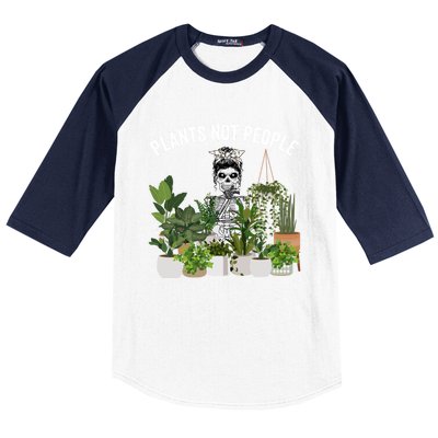 Plants Not People Messy Bun Skull Gardening Plant Skeleton Gift Baseball Sleeve Shirt