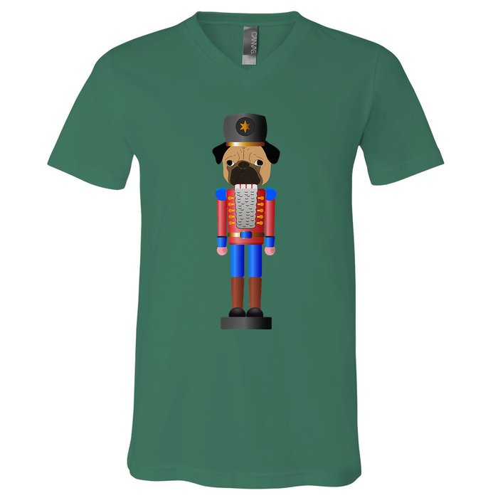 Pug Nutcracker Pets Soldier Dogs Lover Gift V-Neck T-Shirt