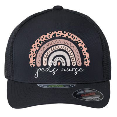 Pediatric Nurse Peds Rn Pediatrician Leopard Rainbow Nursing Cool Gift Flexfit Unipanel Trucker Cap