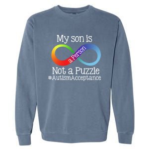 People Not Puzzles Autism Mom Mama Son Cool Gift Garment-Dyed Sweatshirt