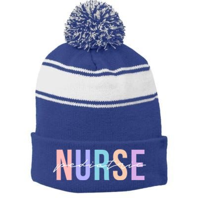 Pediatric Nurse Practitioner Peds Great Gift Stripe Pom Pom Beanie