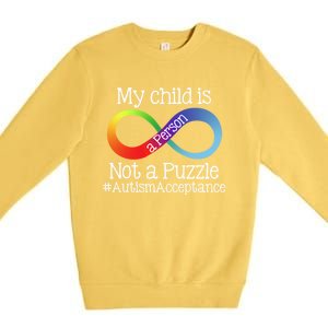 People Not Puzzles Autism Mom Mama Dad Son Gift Premium Crewneck Sweatshirt