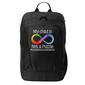 People Not Puzzles Autism Mom Mama Dad Son Gift City Backpack