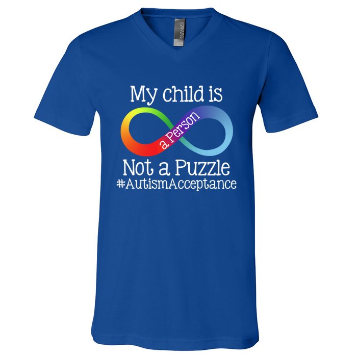 People Not Puzzles Autism Mom Mama Dad Son Gift V-Neck T-Shirt