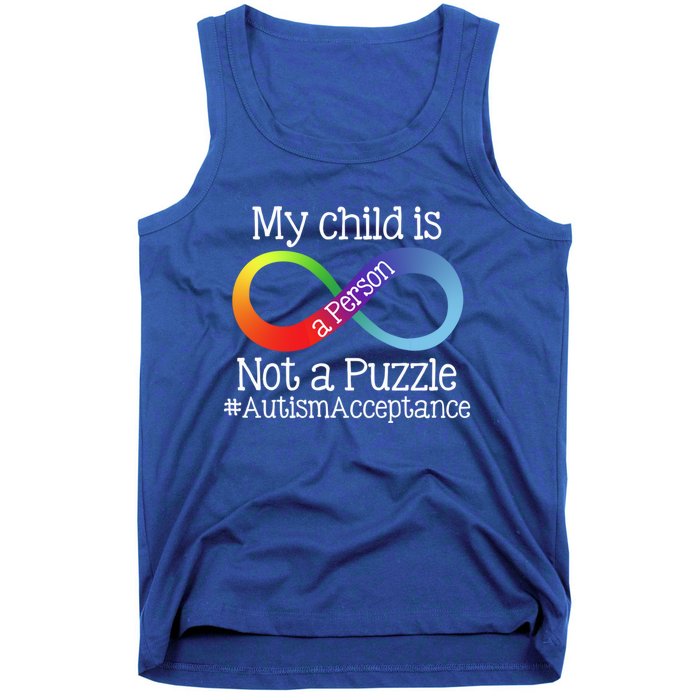 People Not Puzzles Autism Mom Mama Dad Son Gift Tank Top