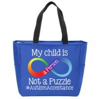 People Not Puzzles Autism Mom Mama Dad Son Gift Zip Tote Bag