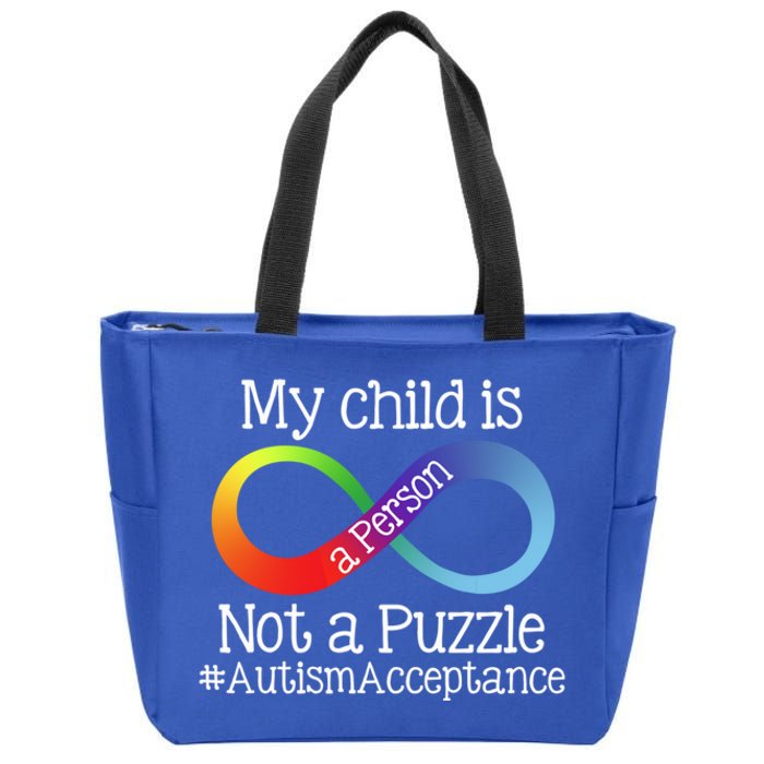 People Not Puzzles Autism Mom Mama Dad Son Gift Zip Tote Bag