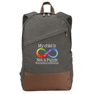 People Not Puzzles Autism Mom Mama Dad Son Gift Cotton Canvas Backpack