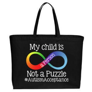 People Not Puzzles Autism Mom Mama Dad Son Gift Cotton Canvas Jumbo Tote