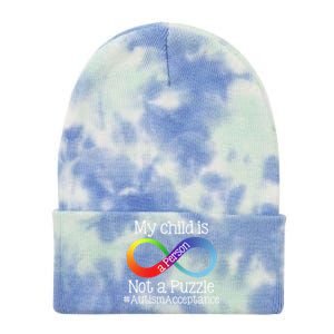 People Not Puzzles Autism Mom Mama Dad Son Gift Tie Dye 12in Knit Beanie