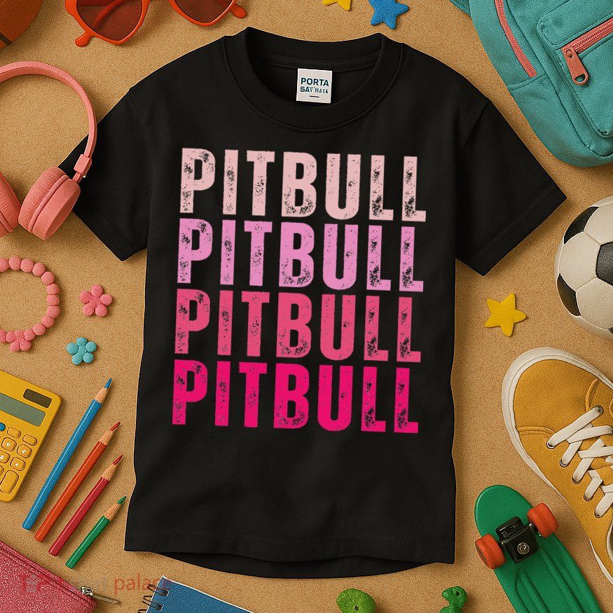 Personalized Name Pitbull I Love Pitbull Vintage Kids T-Shirt