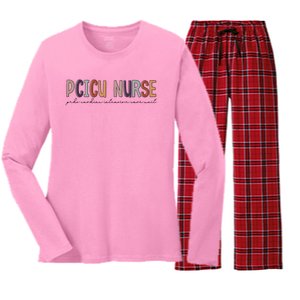 Pcicu Nurse Pediatric Cardiac Intensive Care Unit Gift Women's Long Sleeve Flannel Pajama Set 