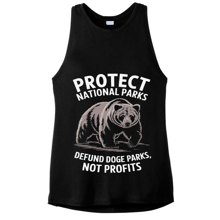 Protect National Parks Defund DOGE Support Not Profits Bear Ladies PosiCharge Tri-Blend Wicking Tank
