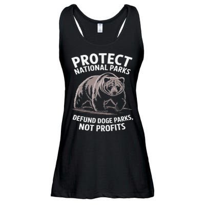 Protect National Parks Defund DOGE Support Not Profits Bear Ladies Essential Flowy Tank