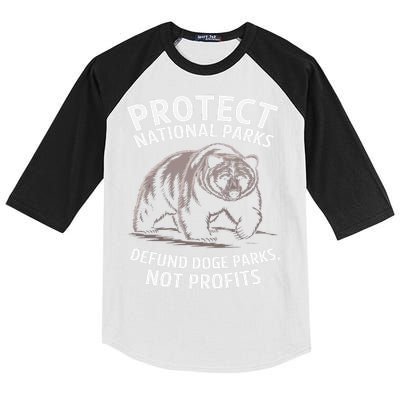 Protect National Parks Defund DOGE Support Not Profits Bear Kids Colorblock Raglan Jersey