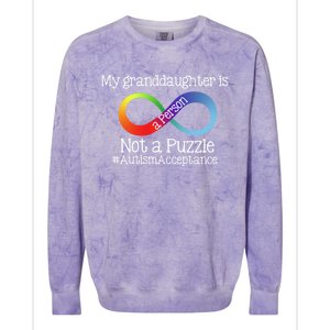 People Not Puzzles Autism Grandma Grandpa Granddaughter Colorblast Crewneck Sweatshirt