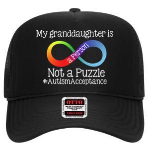 People Not Puzzles Autism Grandma Grandpa Granddaughter High Crown Mesh Back Trucker Hat