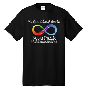 People Not Puzzles Autism Grandma Grandpa Granddaughter Tall T-Shirt