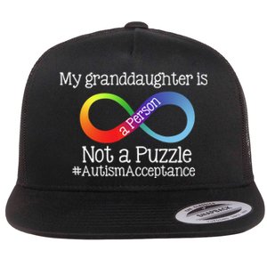 People Not Puzzles Autism Grandma Grandpa Granddaughter Flat Bill Trucker Hat