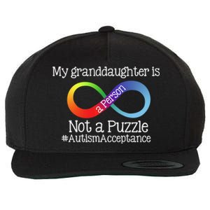 People Not Puzzles Autism Grandma Grandpa Granddaughter Wool Snapback Cap