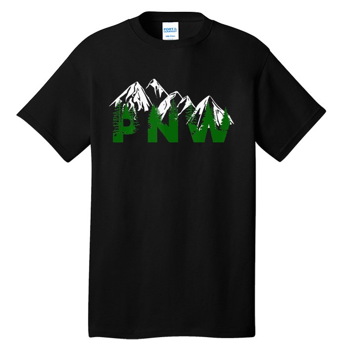 Pacific Northwest PNW Pine Trees Mountains Gift Tall T-Shirt