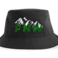 Pacific Northwest PNW Pine Trees Mountains Gift Sustainable Bucket Hat