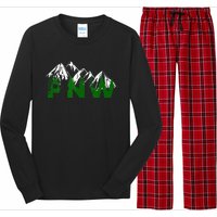 Pacific Northwest PNW Pine Trees Mountains Gift Long Sleeve Pajama Set