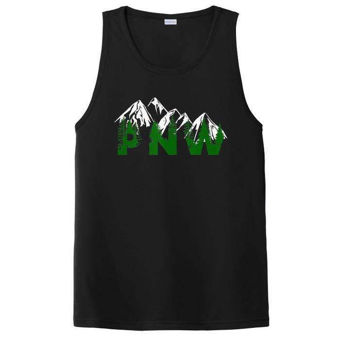 Pacific Northwest PNW Pine Trees Mountains Gift PosiCharge Competitor Tank