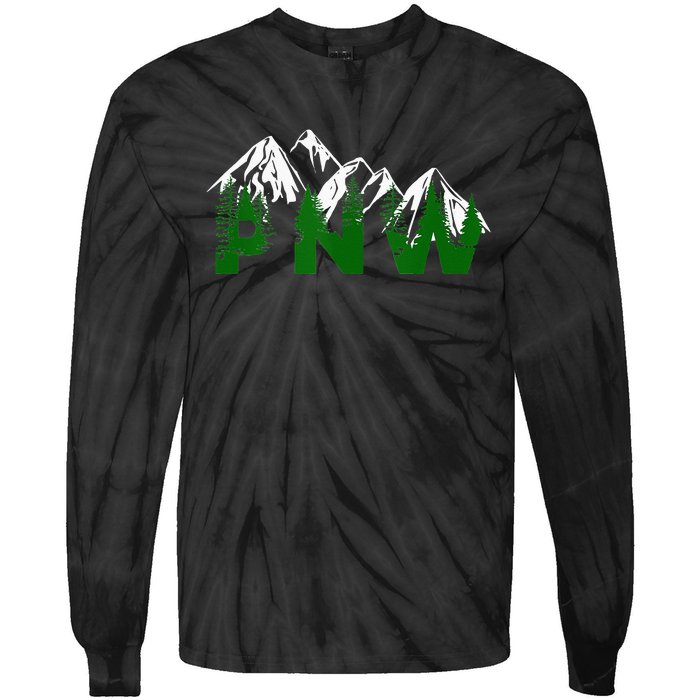 Pacific Northwest PNW Pine Trees Mountains Gift Tie-Dye Long Sleeve Shirt