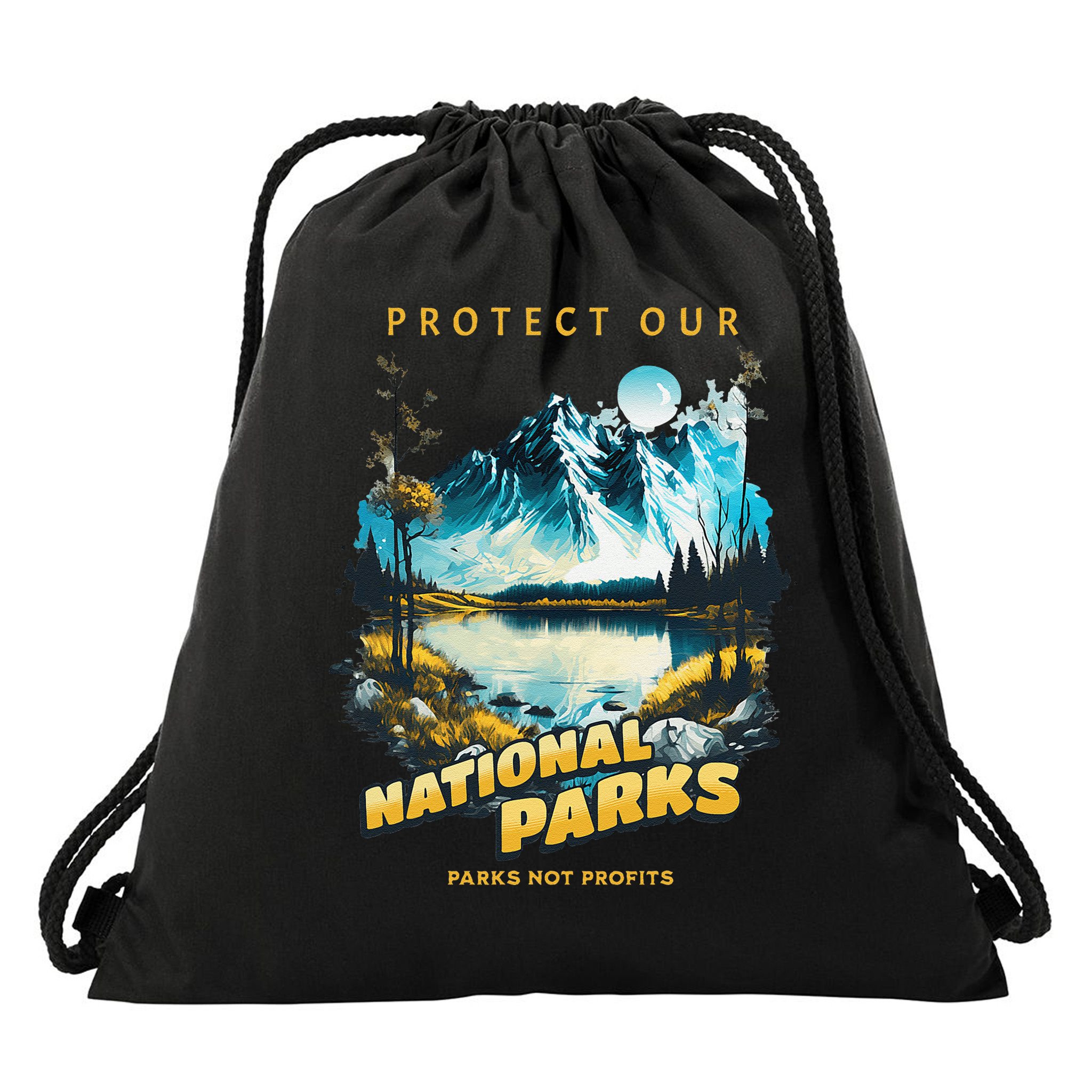 Protect National Parks Parks Over Profits Drawstring Bag