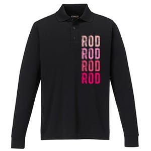 Personalized Name Rod I Love Rod Performance Long Sleeve Polo