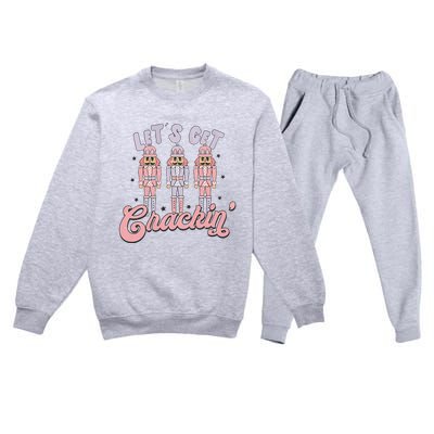 Pink Nutcrackers Retro Christmas Merry Xmas Groovy Premium Crewneck Sweatsuit Set