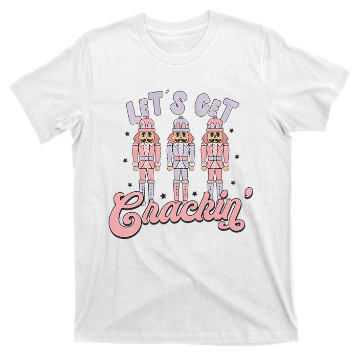 Pink Nutcrackers Retro Christmas Merry Xmas Groovy T-Shirt