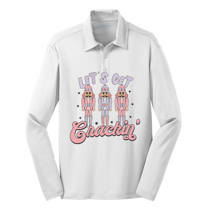 Pink Nutcrackers Retro Christmas Merry Xmas Groovy Silk Touch Performance Long Sleeve Polo