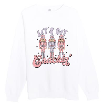 Pink Nutcrackers Retro Christmas Merry Xmas Groovy Premium Crewneck Sweatshirt