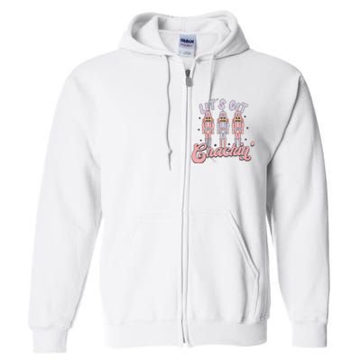 Pink Nutcrackers Retro Christmas Merry Xmas Groovy Full Zip Hoodie