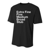 Pen Nib Sizes Youth Performance Sprint T-Shirt