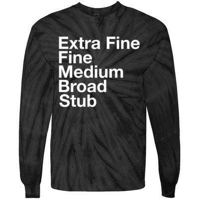 Pen Nib Sizes Tie-Dye Long Sleeve Shirt