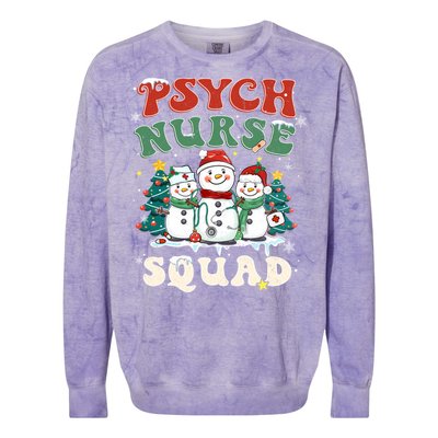 Psych Nurse Squad Funny Christmas Snowmies Nurse Stethoscope Gift Colorblast Crewneck Sweatshirt