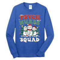 Psych Nurse Squad Funny Christmas Snowmies Nurse Stethoscope Gift Tall Long Sleeve T-Shirt