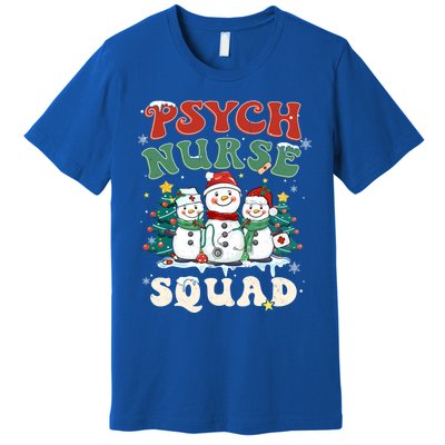 Psych Nurse Squad Funny Christmas Snowmies Nurse Stethoscope Gift Premium T-Shirt