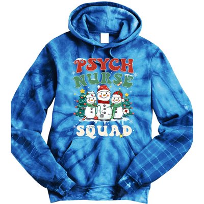 Psych Nurse Squad Funny Christmas Snowmies Nurse Stethoscope Gift Tie Dye Hoodie