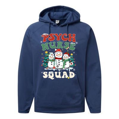 Psych Nurse Squad Funny Christmas Snowmies Nurse Stethoscope Gift Performance Fleece Hoodie