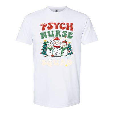 Psych Nurse Squad Funny Christmas Snowmies Nurse Stethoscope Gift Softstyle CVC T-Shirt