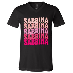 Personalized Name Sabrina I Love Sabrina Groovy 80S V-Neck T-Shirt