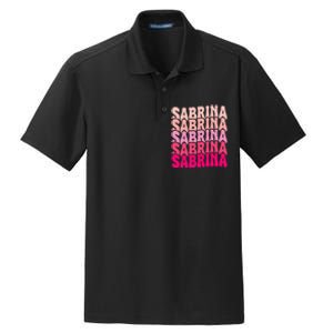 Personalized Name Sabrina I Love Sabrina Groovy 80S Dry Zone Grid Polo